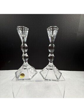 Vintage Princess House Heritage 24% Lead Crystal Candlesticks With Original Box